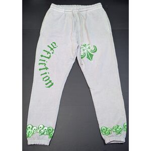 NWT Affliction River Styx Sweatpants Mens XL Grey Green Skulls Y2K Gothic NEW